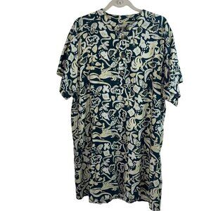 Cotelac Womens Dress Size 10 Multicolor Tunic Floral Short Sleeve New